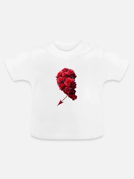 Herzpartner links - Baby Bio-T-Shirt mit Rundhals - Weiß