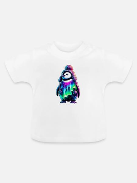 Aurora Borealis Pinguin - Baby Bio-T-Shirt mit Rundhals - Weiß