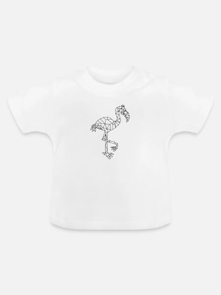 Flamingo geometrisch - Baby Bio-T-Shirt mit Rundhals - Weiß
