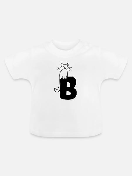 Katze Buchstabe B - Baby Bio-T-Shirt mit Rundhals - Weiß