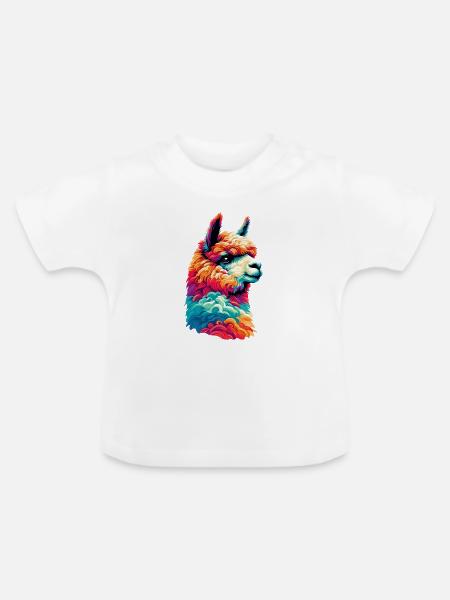 Alpaka - Baby Bio-T-Shirt mit Rundhals - Weiß
