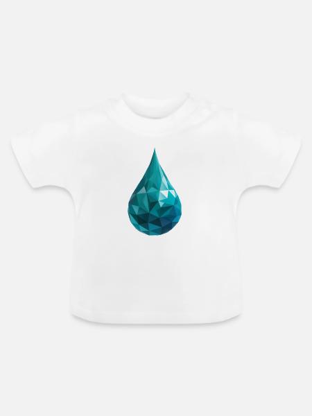 Wassertropfen - Cooles Low Poly Logo - Baby Bio-T-Shirt mit Rundhals - Weiß