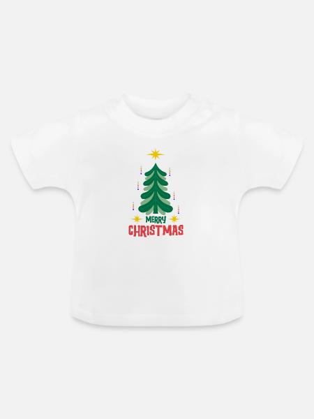 Weihnachtsbaum und dekorationen - Baby Bio-T-Shirt mit Rundhals - Weiß