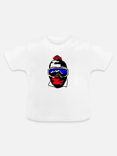 Skibrille - Baby Bio-T-Shirt mit Rundhals - Weiß