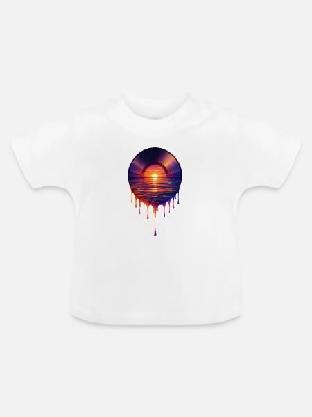 Tropfendes Vinyl - Baby Bio-T-Shirt mit Rundhals - Weiß