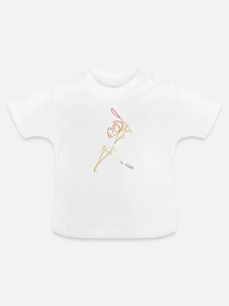 Cricketer Skizze - Baby Bio-T-Shirt mit Rundhals - Weiß