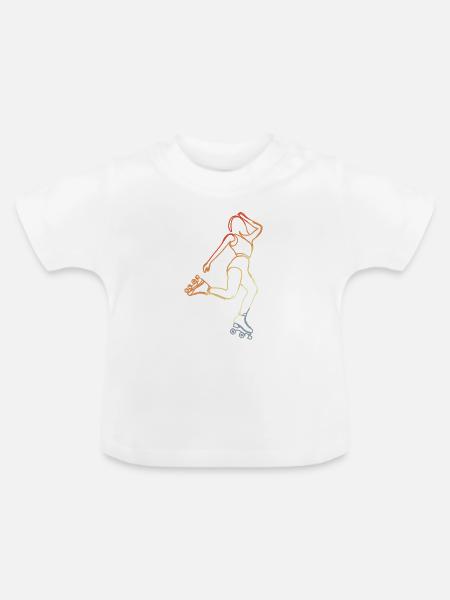 Rollschuhläuferin Skizze - Baby Bio-T-Shirt mit Rundhals - Weiß