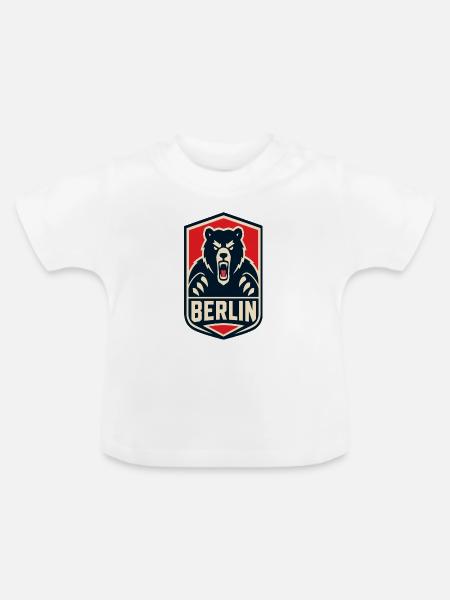 Berlin Bär Schild – Kraftvolles Logo - Baby Bio-T-Shirt mit Rundhals - Weiß
