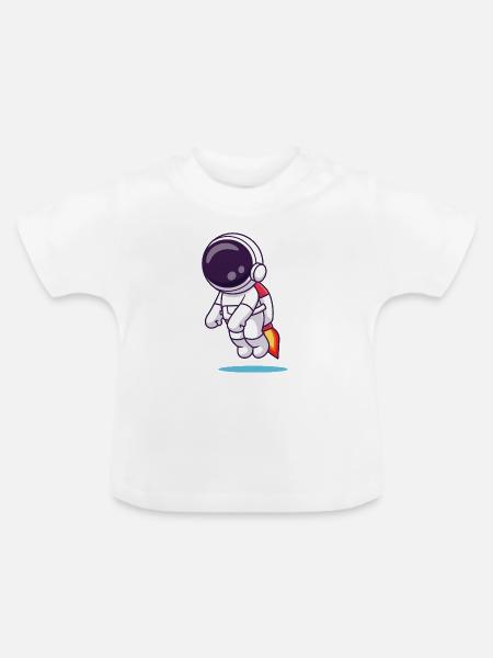 Winziger Astronauten-Raketen-Dash - Baby Bio-T-Shirt mit Rundhals - Weiß