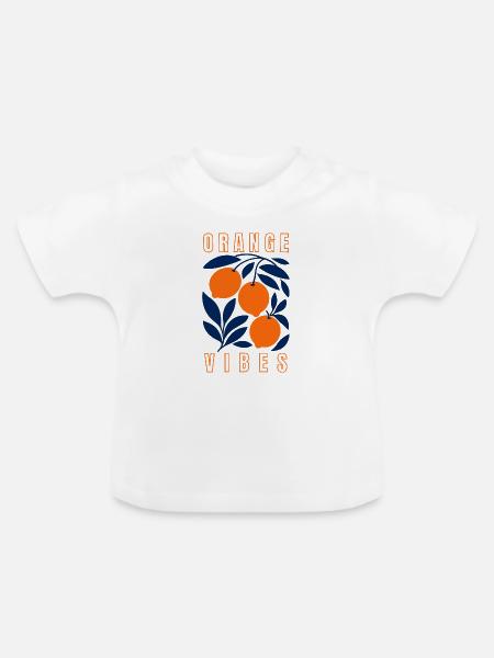 Orange Vibes - Baby Bio-T-Shirt mit Rundhals - Weiß