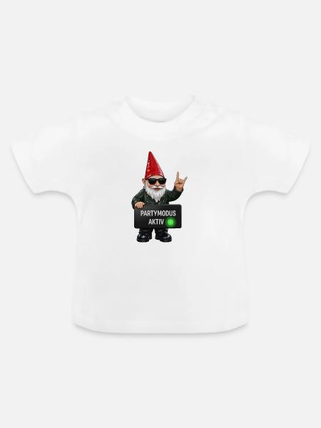 Gnom mit Partymodus Aktiv - Baby Bio-T-Shirt mit Rundhals - Weiß