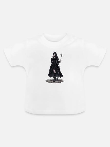 Gothic Hexenkönigin mit Stab - Baby Bio-T-Shirt mit Rundhals - Weiß