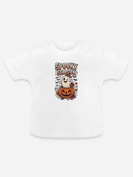 Halloween-Geist der gruseligen Jahreszeit - Baby Bio-T-Shirt mit Rundhals - Weiß