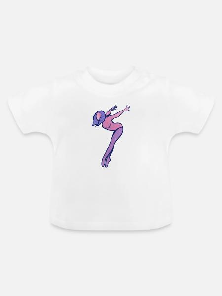 Pink-Lila-Silhouette-Tänzer - Baby Bio-T-Shirt mit Rundhals - Weiß