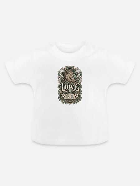 Sternzeichen Löwe – Mutig & Charismatisch - Baby Bio-T-Shirt mit Rundhals - Weiß