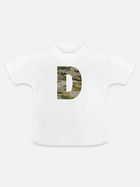 Tarnbuchstabe D - Baby Bio-T-Shirt mit Rundhals - Weiß