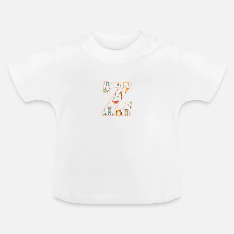 Buchstabe Z, Monogramm, Tiermuster - Baby Bio-T-Shirt mit Rundhals - Weiß