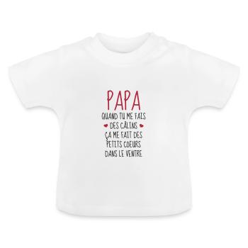 Papa - Fête des Pères - Bébé - Naissance - Baby - T-shirt bio col rond Bébé - blanc - Devant