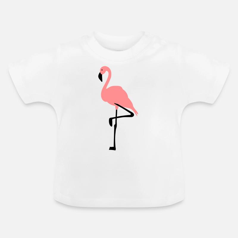 Flamingo - Baby Bio-T-Shirt mit Rundhals - Weiß