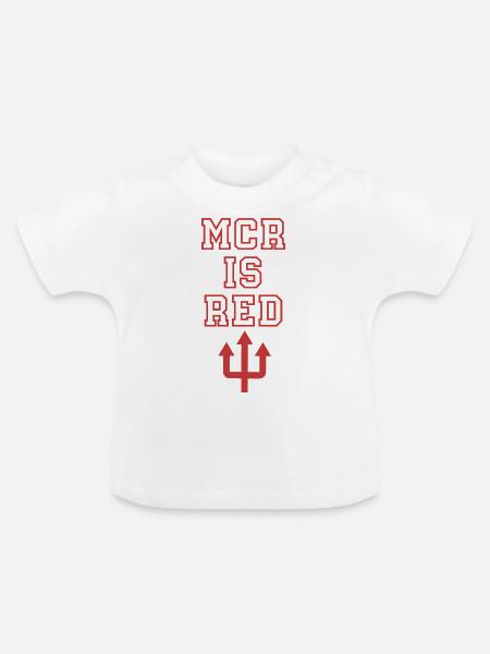 Manchester ist rot - Baby Bio-T-Shirt mit Rundhals - Weiß