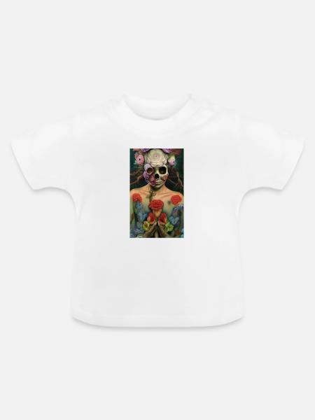 Beautiful fantasy Skull - Baby Bio-T-Shirt mit Rundhals - Weiß