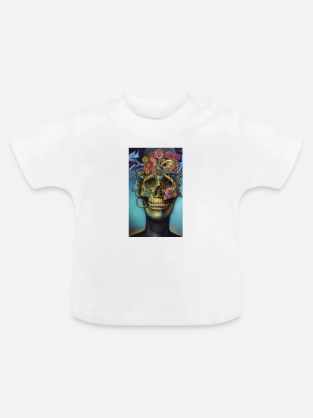 Beautiful fantasy Skull - Baby Bio-T-Shirt mit Rundhals - Weiß