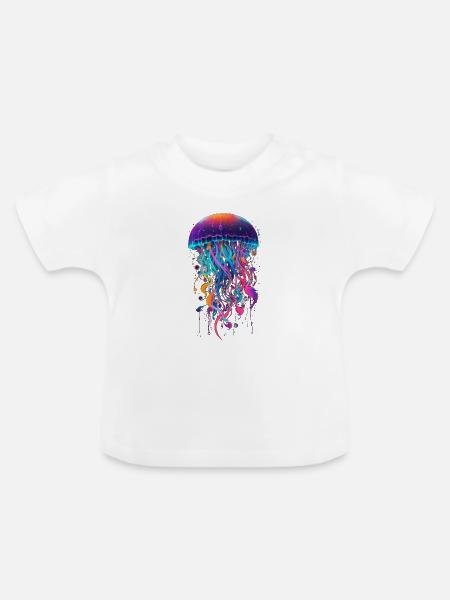 Qualle - Baby Bio-T-Shirt mit Rundhals - Weiß