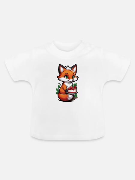Foxy Cake Delight - Baby Bio-T-Shirt mit Rundhals - Weiß