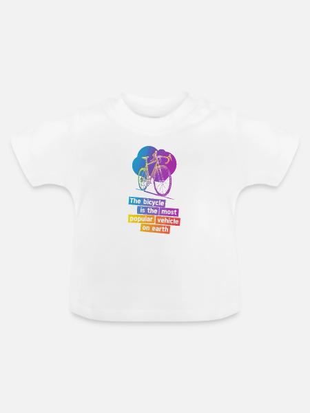 Buntes Fahrrad-Illustrationsdesign - Baby Bio-T-Shirt mit Rundhals - Weiß