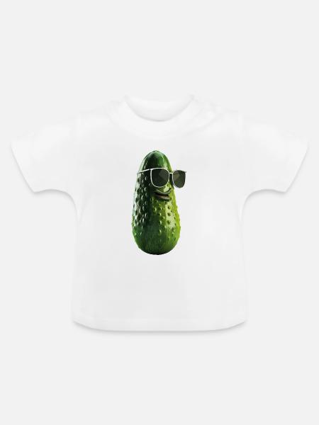 Gurke Pickle mit Sonnenbrille - Baby Bio-T-Shirt mit Rundhals - Weiß