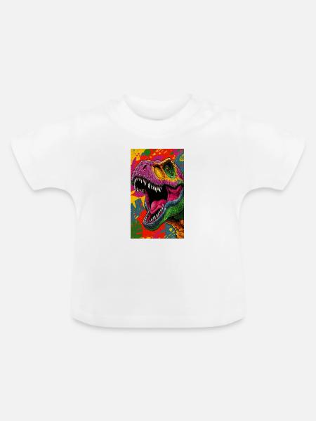 Dinosaurier - Baby Bio-T-Shirt mit Rundhals - Weiß