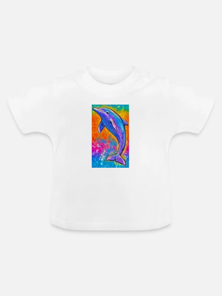 Delfin - Baby Bio-T-Shirt mit Rundhals - Weiß