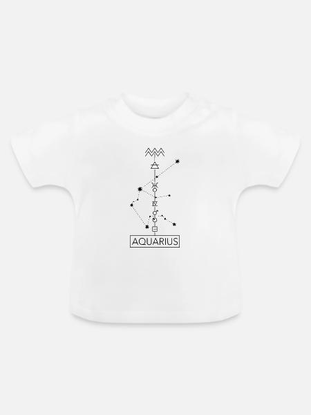 Aquarius - Wassermann Sternzeichen - schwarz - Baby Bio-T-Shirt mit Rundhals - Weiß