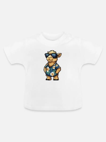 Kamel Comic Urlaub - Baby Bio-T-Shirt mit Rundhals - Weiß