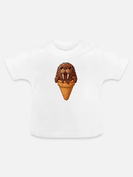 Walrus Eiscreme Traum - Baby Bio-T-Shirt mit Rundhals - Weiß