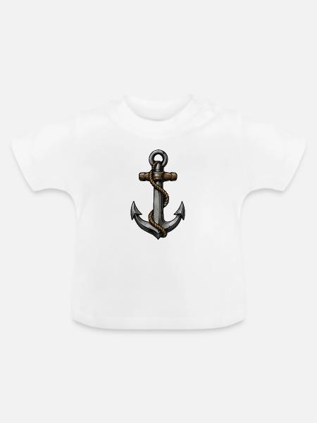 Anker Tau Maritime Stil - Baby Bio-T-Shirt mit Rundhals - Weiß
