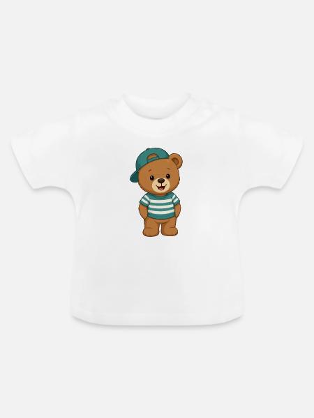 Kuschelbär Teddybär - Baby Bio-T-Shirt mit Rundhals - Weiß