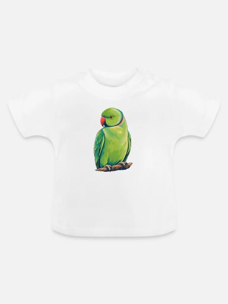 Kölner Halsbandsittich Retro - Baby Bio-T-Shirt mit Rundhals - Weiß