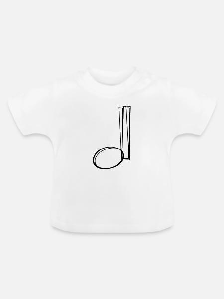 Viertelnote handgezeichnet - Baby Bio-T-Shirt mit Rundhals - Weiß