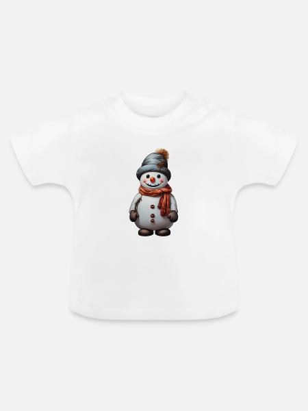 Schneemann - Baby Bio-T-Shirt mit Rundhals - Weiß