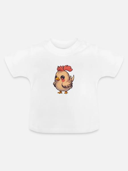Total niedliches Hühnchen - Baby Bio-T-Shirt mit Rundhals - Weiß