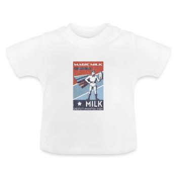 Magic Milk la plus grande invention chemise drôle ironique - T-shirt bio col rond Bébé - blanc - Devant