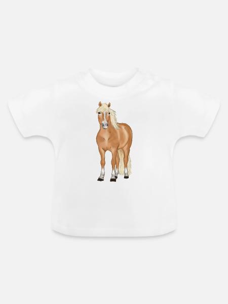 blonder Haflinger - Baby Bio-T-Shirt mit Rundhals - Weiß