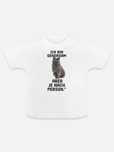 Lustiger katze mit Spruch - Baby Bio-T-Shirt mit Rundhals - Weiß
