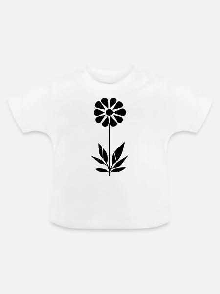 Blume mit Stiel - Baby Bio-T-Shirt mit Rundhals - Weiß