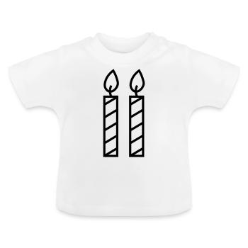 Zwei Kerzen - Baby Bio-T-Shirt mit Rundhals - Weiß - Vorne