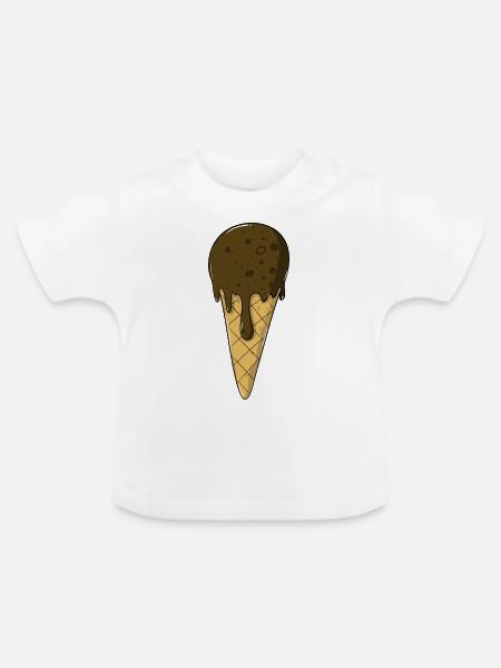 Eis | Schoko Eiscreme | Iceceam - Baby Bio-T-Shirt mit Rundhals - Weiß