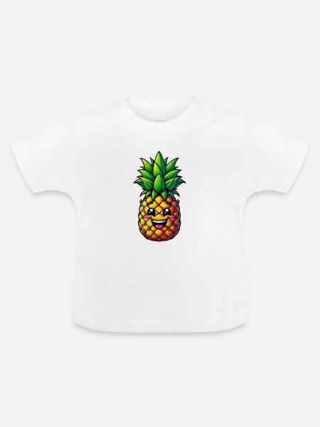 Ananas - Baby Bio-T-Shirt mit Rundhals - Weiß