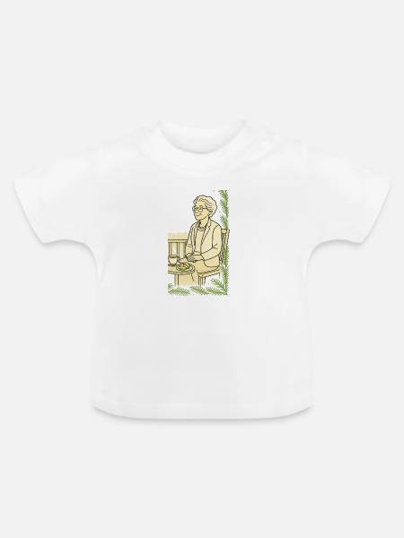 Großmutter Cafézeit am Tisch - Baby Bio-T-Shirt mit Rundhals - Weiß