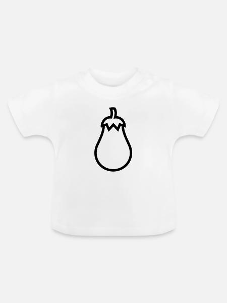 Aubergine - Baby Bio-T-Shirt mit Rundhals - Weiß